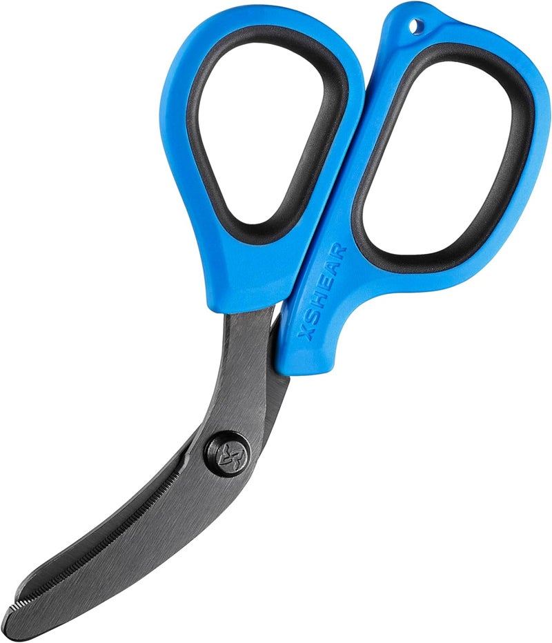 Xshear Mini 6" Trauma and Nurse's Shear. Razor sharp and compact scissors, perfect for EMTs, doctors, ICU, wound care and bandages (Blue) - Image 1